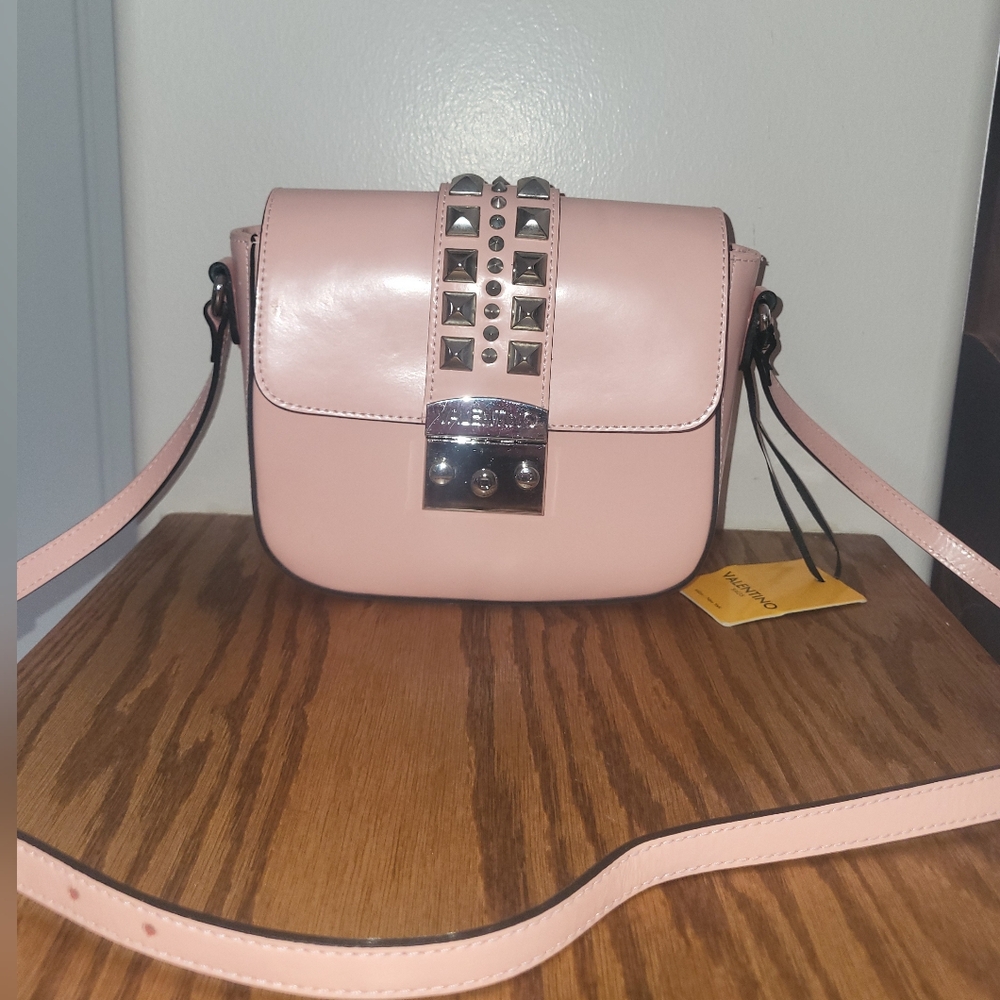 Valentino "Melodie" Pink Leather Studded Crossbody Bag New With Tags
